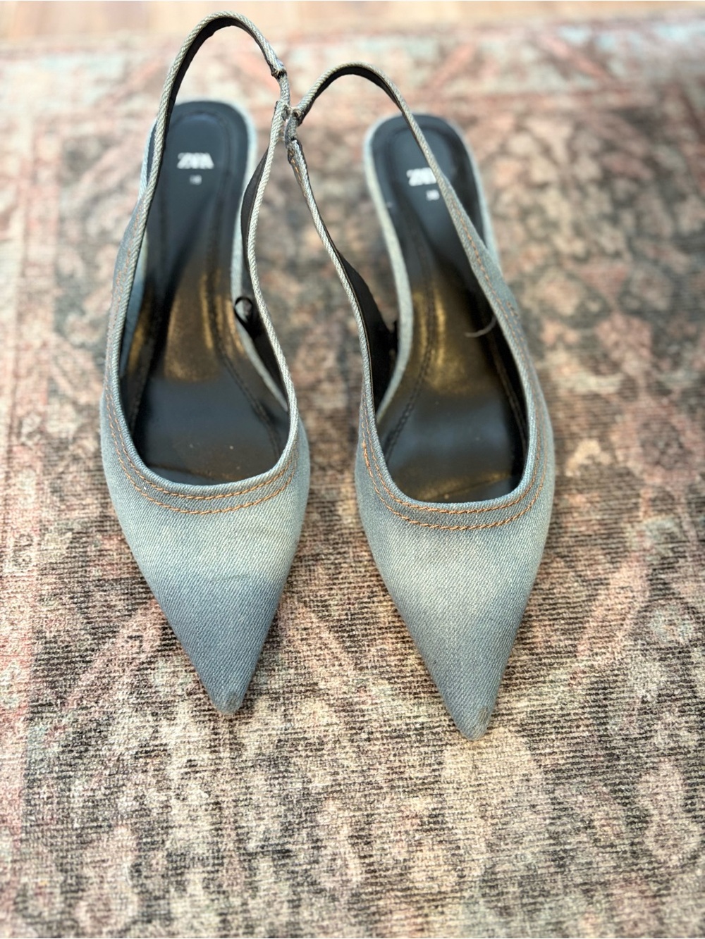 Zara Denim Kitten Heel